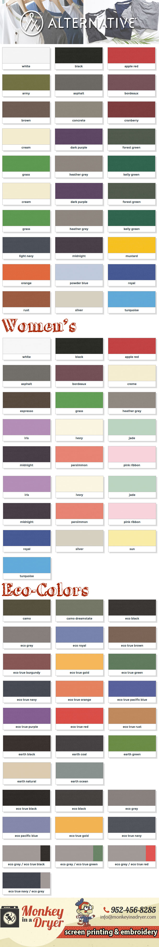 Apparel Color Chart