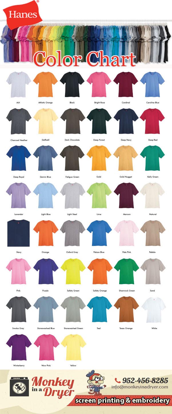 Hanes Beefy T Color Chart