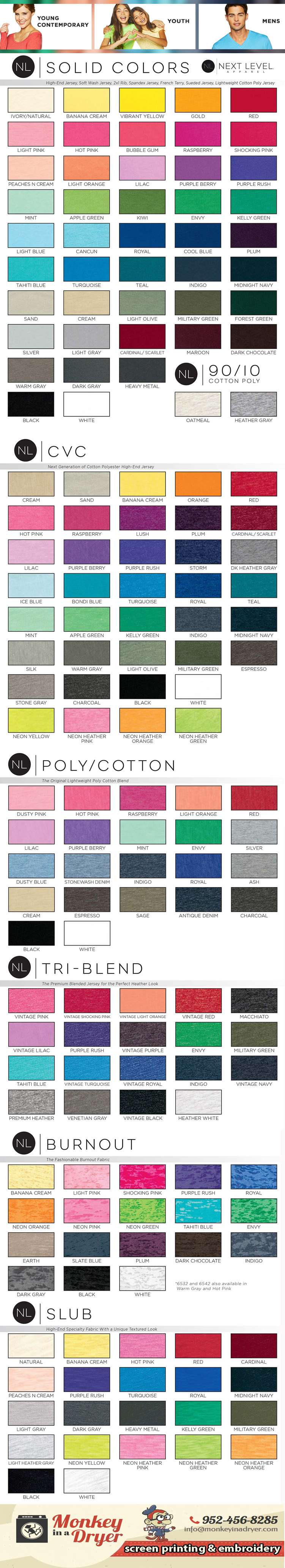 Next Level 6051 Color Chart