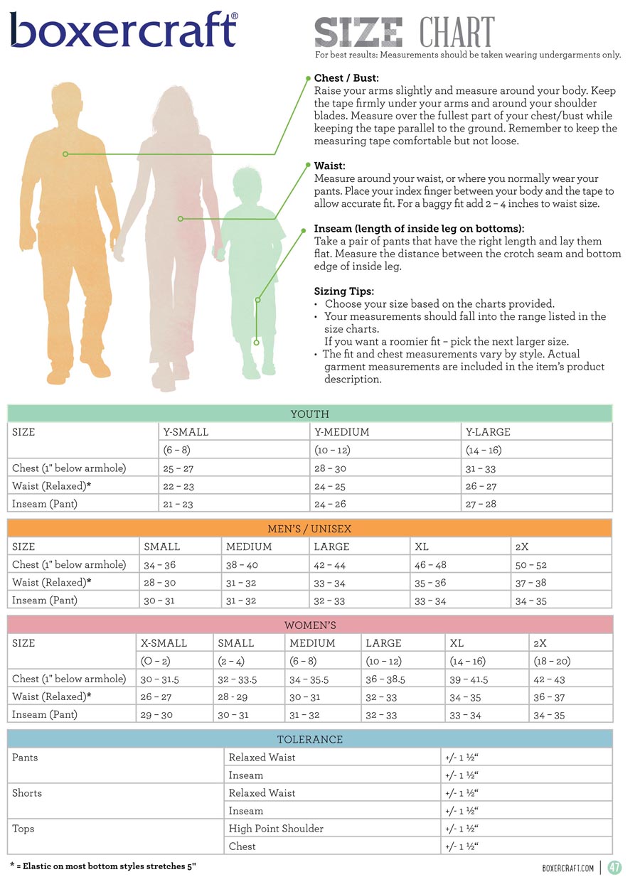 Boxercraft Size Chart