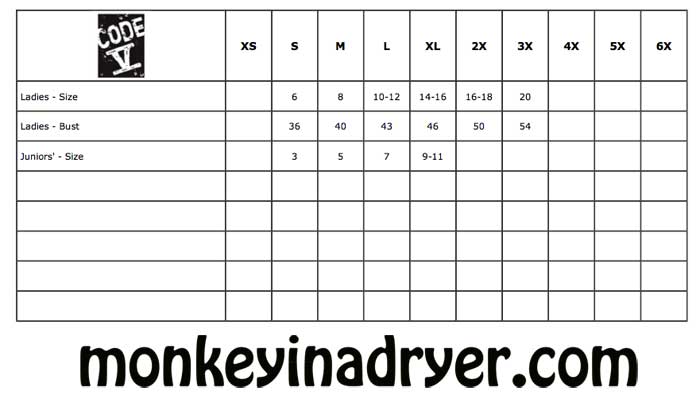 Code V Size Chart