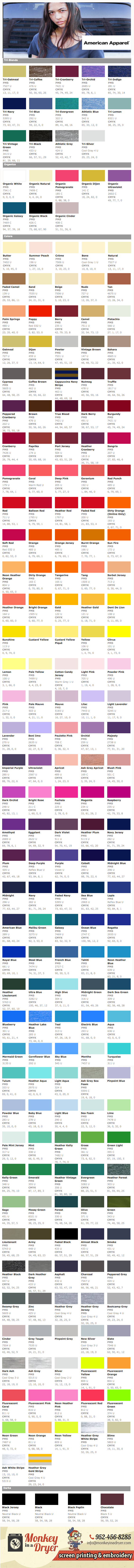 American Apparel Color Chart