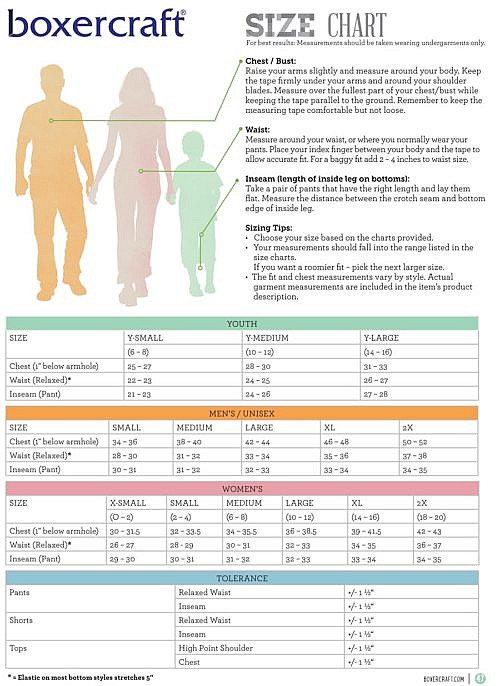 boxercraft sherpa pullover size chart