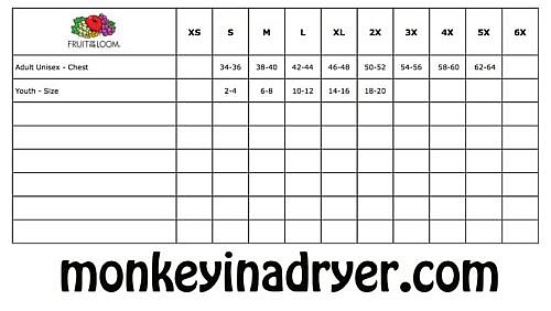Fruit Of The Loom Size Chart Women