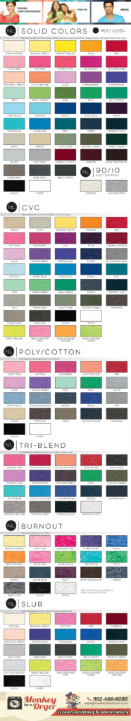 Apparel Color Chart